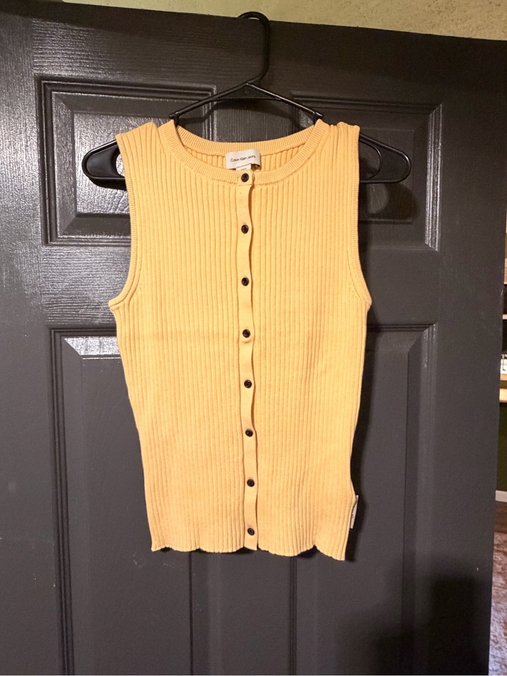 Calvin Klein Jeans Ribbed yellow Button-Front Tank